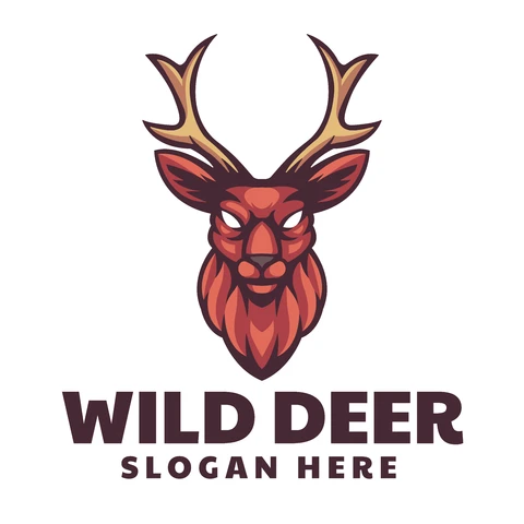 EPS,JPG Modern Mascot Logo Design Featuring Wild Deer
