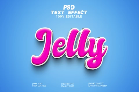PSD Efeito de estilo de fonte Jelly pink 3d