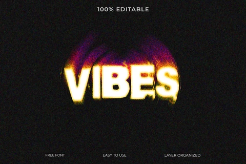PSD Efecto de texto con estilo de fuente Vibes