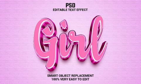 PSD Efeito de texto de menina