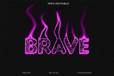 PSD Efeito de texto no estilo de fonte Brave