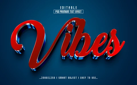 PSD Vibes Vintage Layered Metallic 3D Text Effect