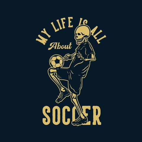 EPS,JPG Vintage Skeleton Soccer Player Illustration
