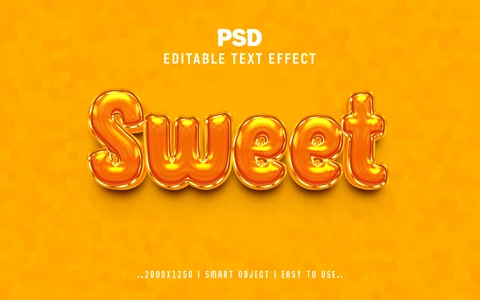 PSD Sweet Orange Honey Glossy 3D Text Effect