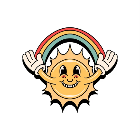EPS,AI,JPG Feliz dia de sol com arco-íris