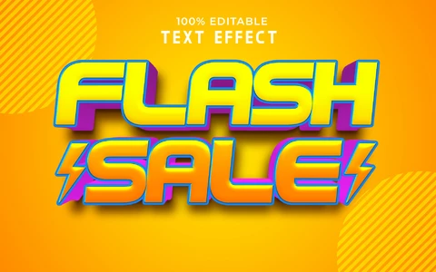 PSD Efecto de texto de venta flash