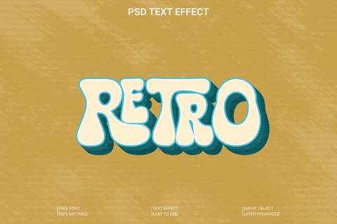 PSD Retro Groovy 3D Font Style Effect