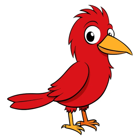 AI,JPG Cartoon Style Red Bird Illustration