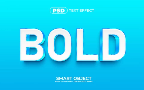 PSD Efecto de texto 3d de cristal azul