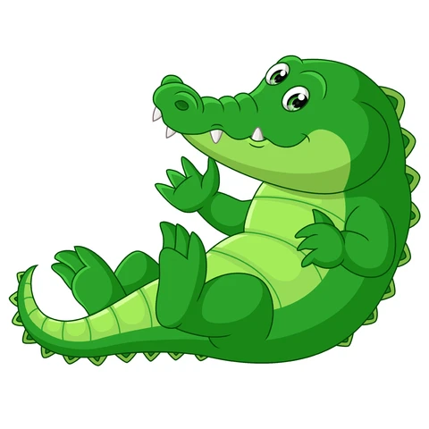 EPS,JPG Cartoon Style Green Alligator Illustration