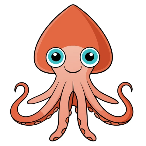 AI,JPG Cute Cartoon Octopus Illustration