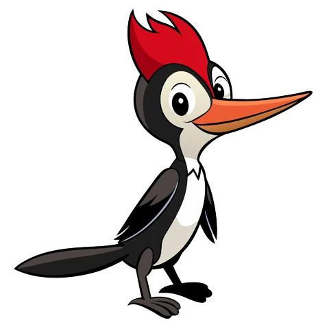 AI,JPG Cartoon Woodpecker Character Illustration