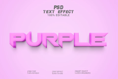 PSD Monocromático púrpura afilar letras efecto de estilo de fuente