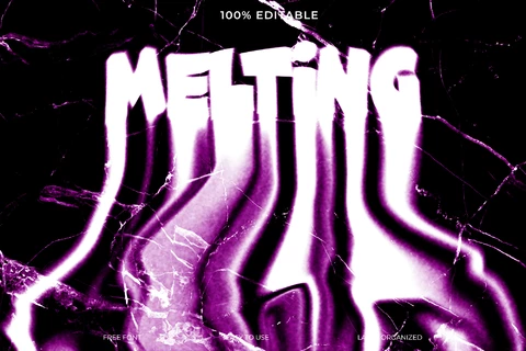 PSD Melting Purple Destroyed Font Style Text Effect