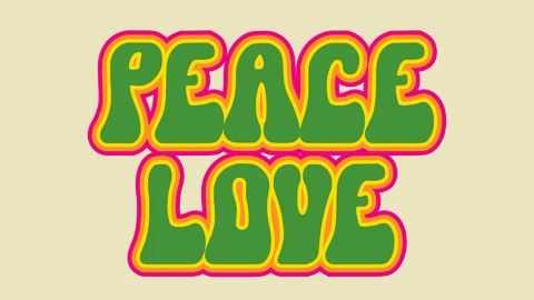 AI,EPS Design gráfico paz e amor em estilo retrô