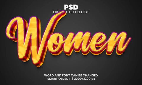 PSD Mujeres de oro 3d efecto de texto