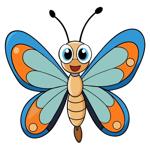 AI, JPG Illustrazione del personaggio della farfalla dei cartoni animati