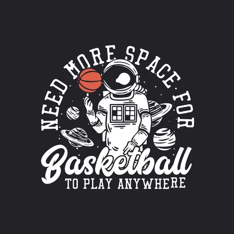 EPS,JPG Vintage Space-Themed Basketball Illustration
