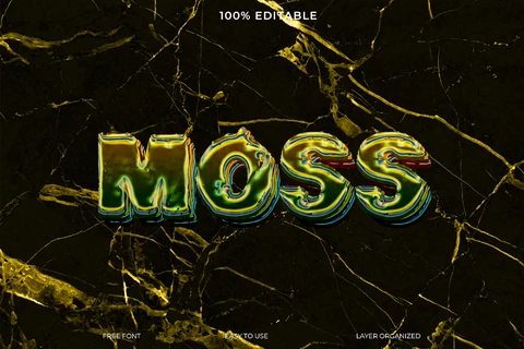 PSD Moss Green Trash Monster 3D Font Style Text Effect