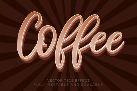 EPS Coffee sunburst 3d font style effect