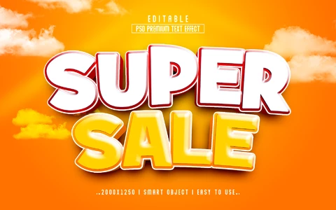 PSD Efecto de estilo de texto de súper venta.