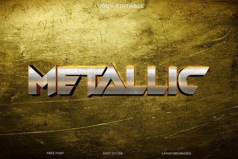PSD Metallic Text Style Effect