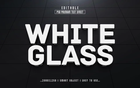 PSD White Glass 3D Text Effect