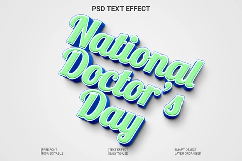 PSD National doctor day 3d font style effect