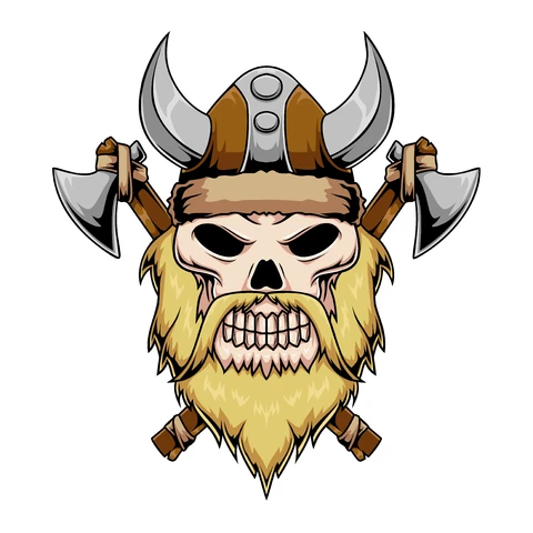EPS,JPG Viking Skull Illustration with Axes