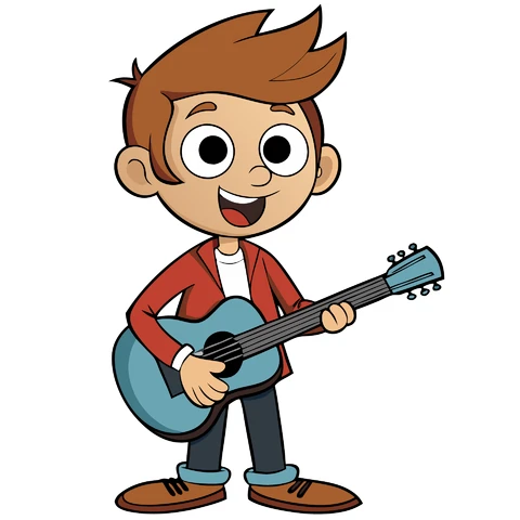AI,JPG Cartoon Character Playing Guitar