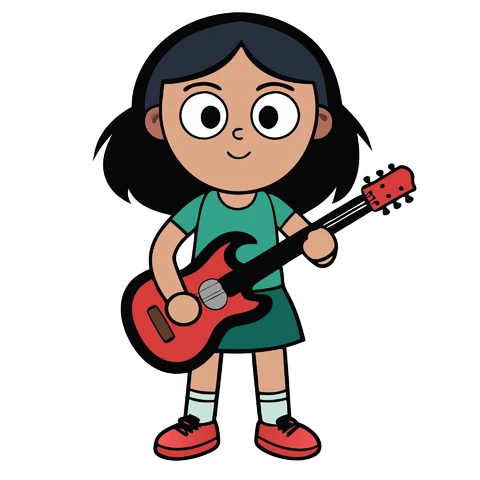 AI,JPG Personagem de desenho animado com guitarra elétrica