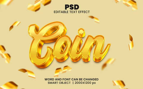 PSD Münze 3d text effekt