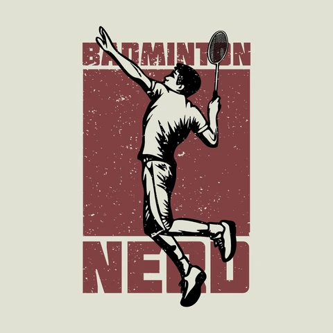 EPS, JPG Ilustracja sportowa badmintona w stylu vintage