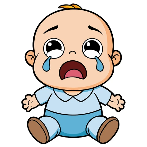 AI,JPG Cartoon Style Crying Baby Illustration