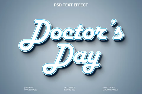 PSD Efeito de estilo de fonte 3d retrô do dia do médico
