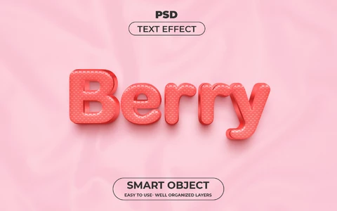 PSD Berry Pink Dots 3D Text Effect