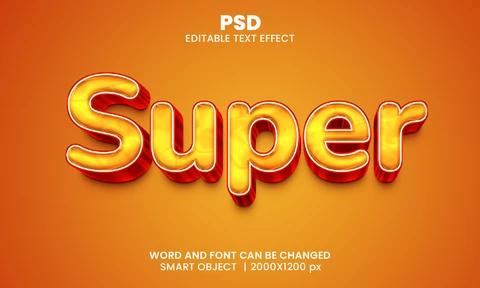 PSD Super lava fuego 3d efecto de texto