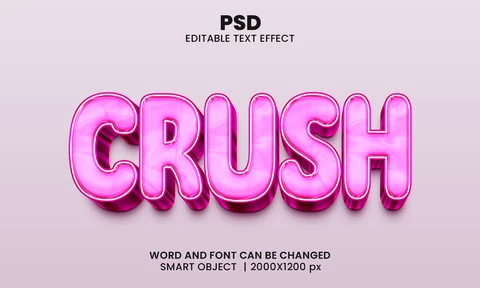 PSD Efeito de texto 3d de algodão doce rosa esmagador
