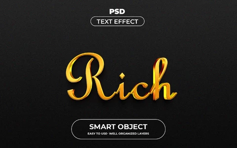 PSD Rich Golden 3D Text Effect