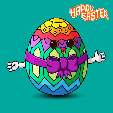 EPS,JPG Ilustración de un huevo de Pascua en colorido estilo cartoon