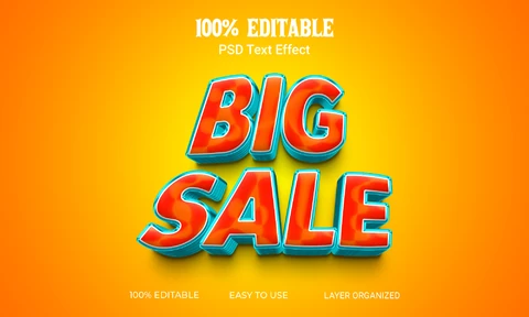 PSD Gran venta comercial 3d efecto de texto