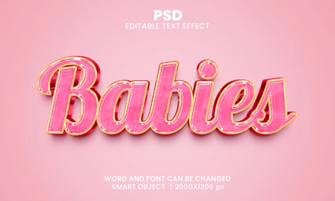PSD Los bebés de color rosa de cristal efecto de texto 3d