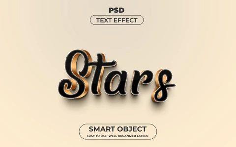 PSD Estrellas negro minimalista con clase 3d efecto de texto