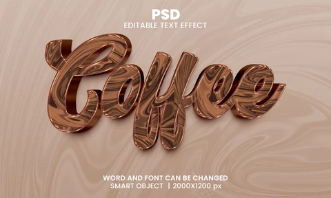 PSD Glossy Coffee 3D Text Effect