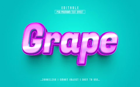 PSD Effet de texte 3d pourpre brillant de raisin