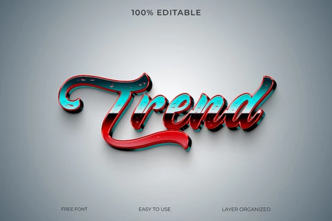 PSD Efeito de texto em 3D bicolor vintage universitário turquesa e vermelho