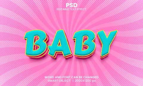 PSD Efecto de texto 3d en rosa bebé y verde azulado