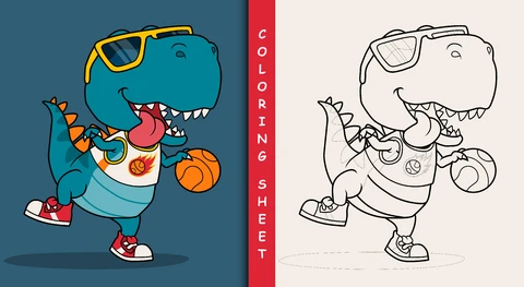 EPS,JPG Colorful Cartoon Dinosaur Illustration