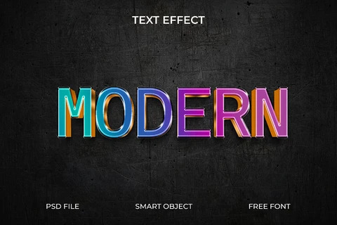 PSD Efecto de texto 3D moderno con colores vivos