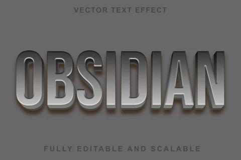 EPS Obsidian Grey 3D Font Style Effect
